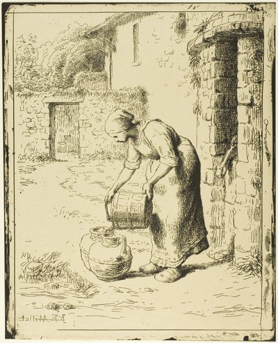 Woman Emptying a Pail by Jean Francois Millet