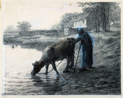 Woman leading her Cow to Water by Jean Francois Millet