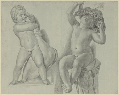 Two Studies of Sculptures of Children by Jean Grandjean