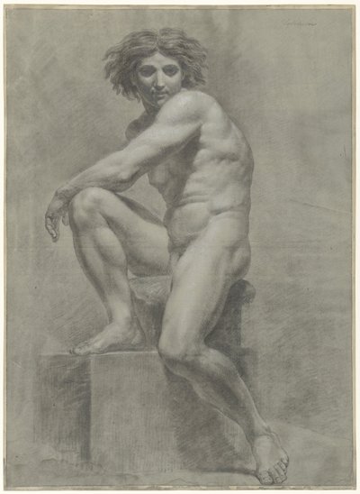 Seated Male Nude Solleticare by Jean Grandjean