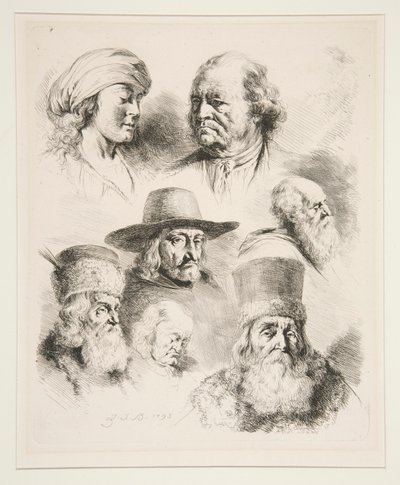 Seven Portrait Heads by Jean Jacques de Boissieu