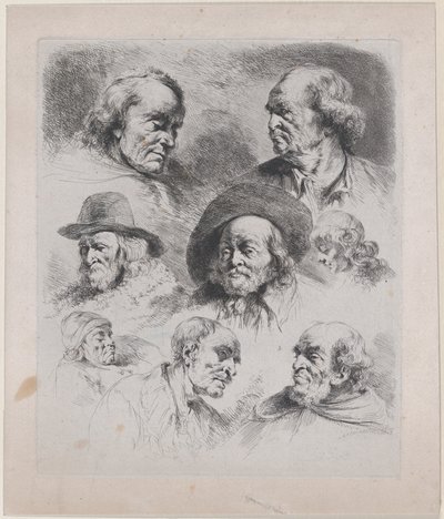 Study of Eight Heads by Jean Jacques de Boissieu