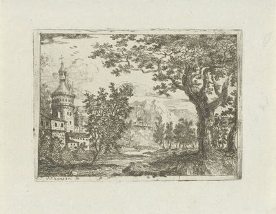 Landscape with Round Tower by Jean Joseph Hanson