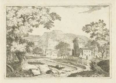 River Landscape with Houses and Towers by Jean Joseph Hanson