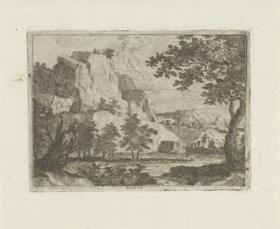 Rock in a River Landscape by Jean Joseph Hanson