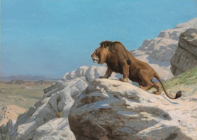 Lurking Lion. Around 1885 by Jean Leon Gerome