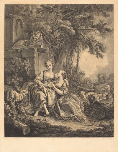 The Two Confidantes by Jean Ouvrier after François Boucher