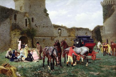 Lunch in the ruins of Hunaudaye by Jean Richard Goubie