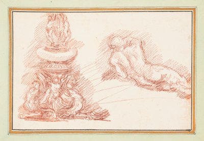 Fountain and Nude Male Figure by Jean Robert Ango