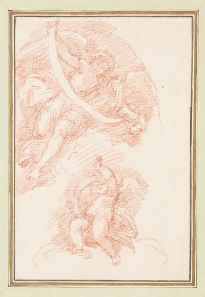 Winged Figure Holding Strap with Putto by Jean Robert Ango