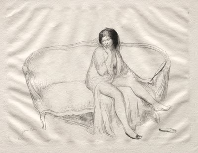 Nude Woman Seated on a Sofa by Jean Veber