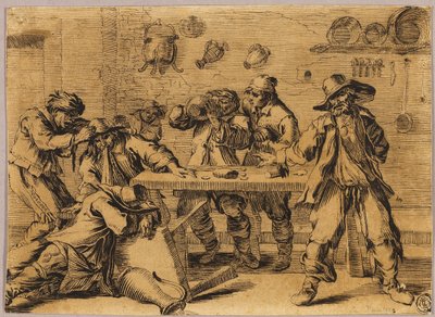 Tavern Scene with Carousing Men by Jean le Pautre