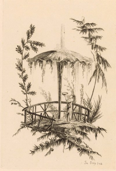 Chinese Fountain in a Landscape by Jeanne Deny
