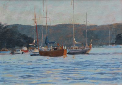 Evening yachts Salcombe, 2016 by Jennifer Wright