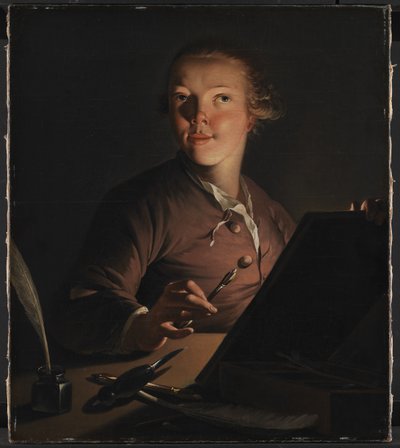 Self-Portrait by Candlelight by Jens Juel