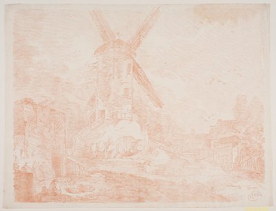 Italian Landscape with Windmill by Jens Petersen Lund
