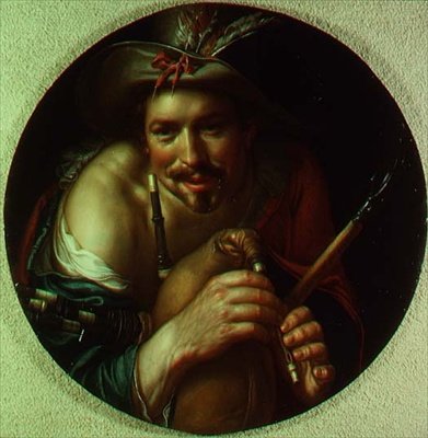Peasant Playing Bagpipes by Joachim Anthonisz Uytewael