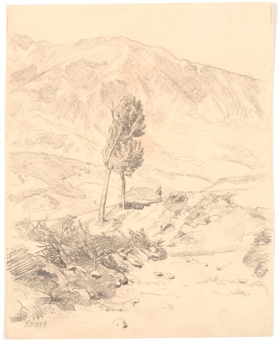Italian Mountain Landscape with Two Trees by Joakim Frederik Skovgaard