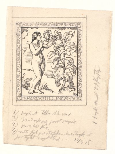 Draft for Ex Libris for Gerhard Stilling by Joakim Frederik Skovgaard