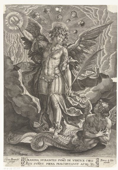 Saint Michael Expels Rebellious Angel from Heaven by Joan Berwinckel