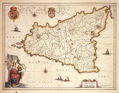 Map of Sicily region by Joan Blaeu