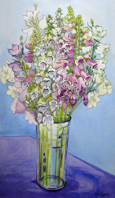 Foxgloves and Campanulas by Joan Thewsey