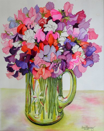 Sweet Peas in a Glass Jug, 2011 by Joan Thewsey