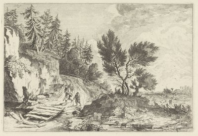 Two Walkers by a Bridge by Joannes Bemme