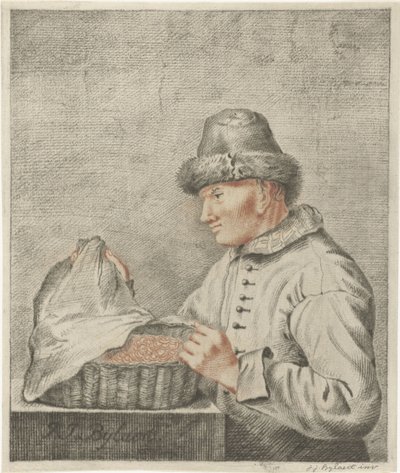 Shrimp Seller by Joannis Jacobus Bijlaert (signed by artist)