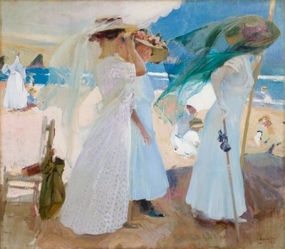 Under the Awning, Zarautz by Joaquin Sorolla y Bastida