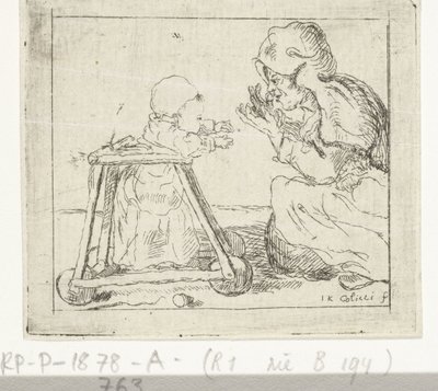 Woman with Child in Walker by Johan Antoni Kauclitz Colizzi
