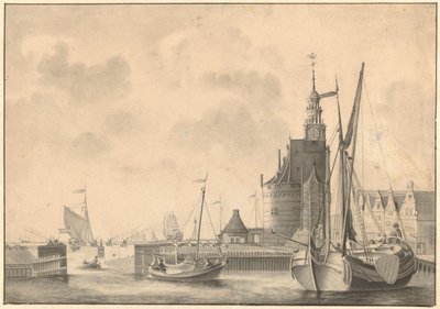 The Harbor in Hoorn by Johan Antonie Kaldenbach