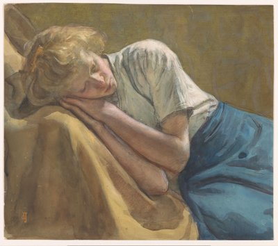 Resting Girl by Johan Antonie de Jonge (signed by artist)