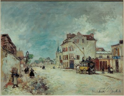 Stagecoach on Faubourg St. Jacques by Johan Barthold Jongkind