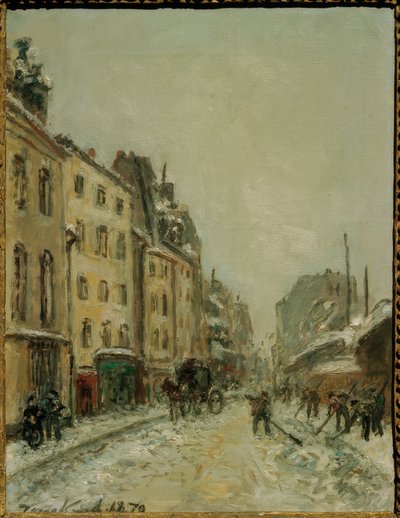 Rue du Faubourg Saint-Jacques, Snow Shoveler by Johan Barthold Jongkind
