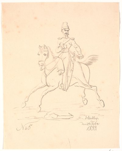 Soldier on Horseback, Facing Left by Johan Thomas Lundbye