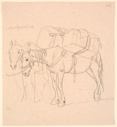Two Horses with Packs by Johan Thomas Lundbye