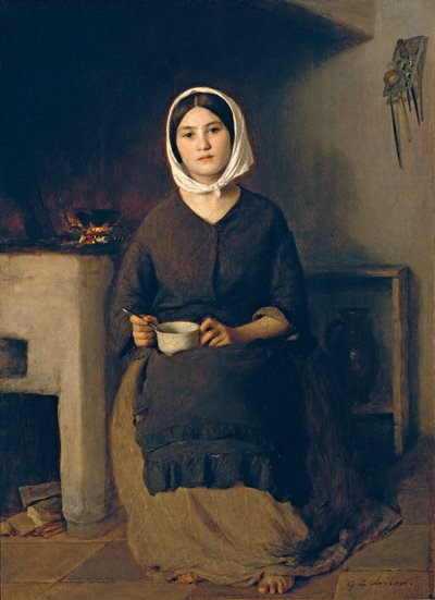 Seated Woman in a Farm Kitchen by Johann Baptist Reiter