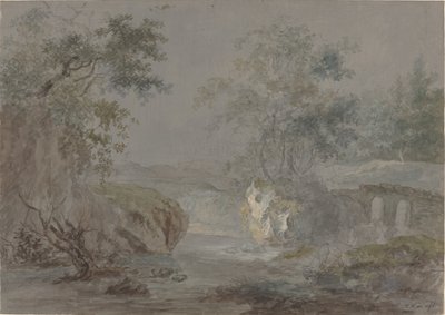 Wooded Cliffs along a Riverbank by Johann Caspar Huber