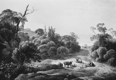 Landscape with Cattle and Shepherd Couple by Johann Christian Klengel