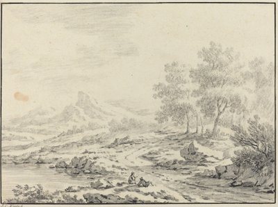 Two Men Resting near a Lake by Johann Christoph Dietzsch