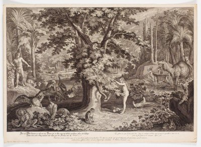 Eve Picking the Apple from the Tree of Knowledge by Johann Elias Ridinger