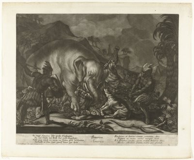 Elephant Hunt by Johann Elias Ridinger