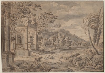 Antique Ruins along a Mountain Coast by Johann Franciscus Ermels
