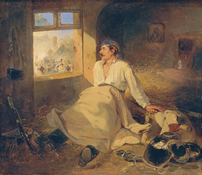 Wounded Cuirassier in a Hayloft by Johann Friedrich Treml