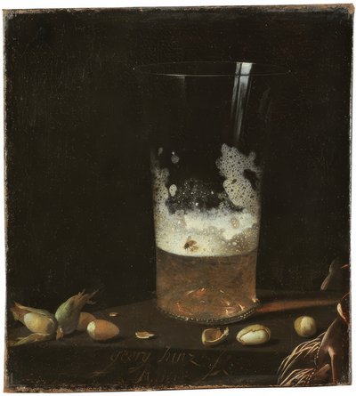 Still Life with Beer Glass and Nuts by Johann Georg Hainz