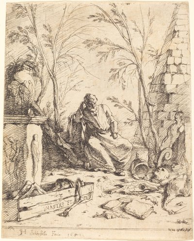 Democritus Meditating by Johann Heinrich Schönfeld