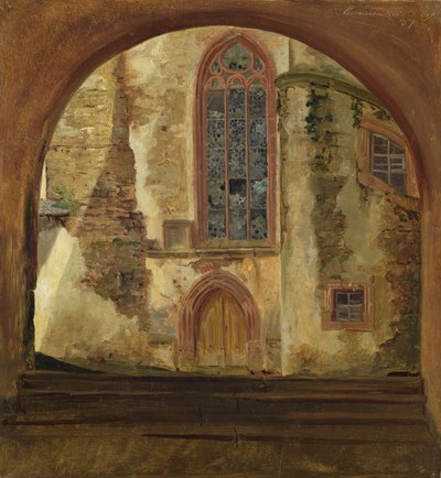 Rochsburg Castle in Saxony (detail) by Johann Herman Carmiencke