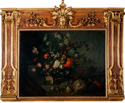 Flower Still Life with Grapes, Pumpkin and Pomegranates by Johann Kunstner