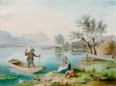 Fisher Family at Chiemsee by Johann Philipp Heinel
